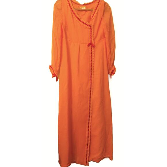 Vintage Hess's Orange Prairie Cottage Country Boho Maxi Dress READ - Picture 9 of 9